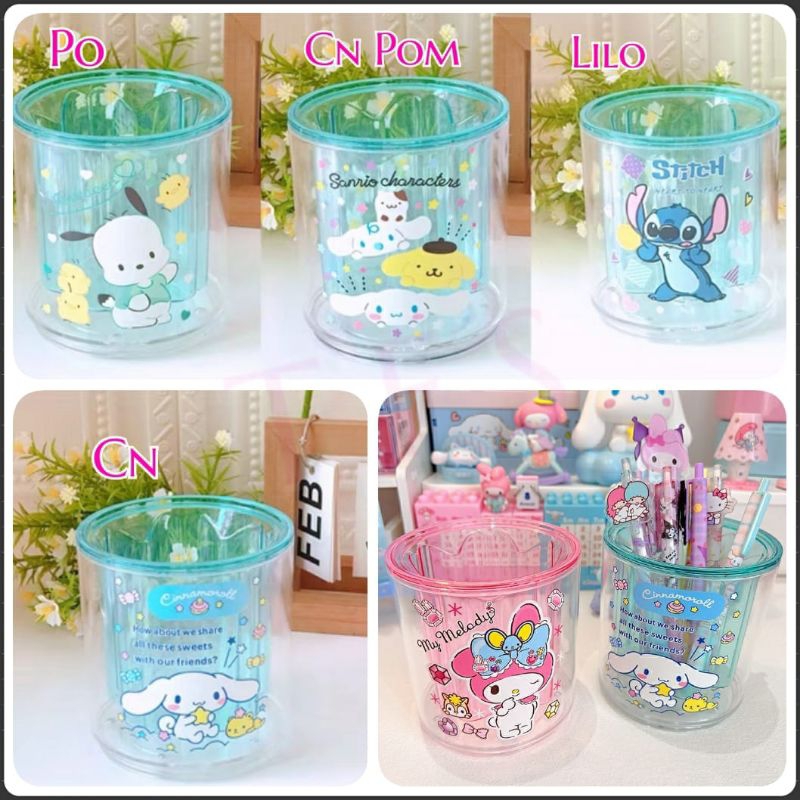 

Pen holder bulat putar 10.6x11.4 / tempat pensil kuromi hellokitty