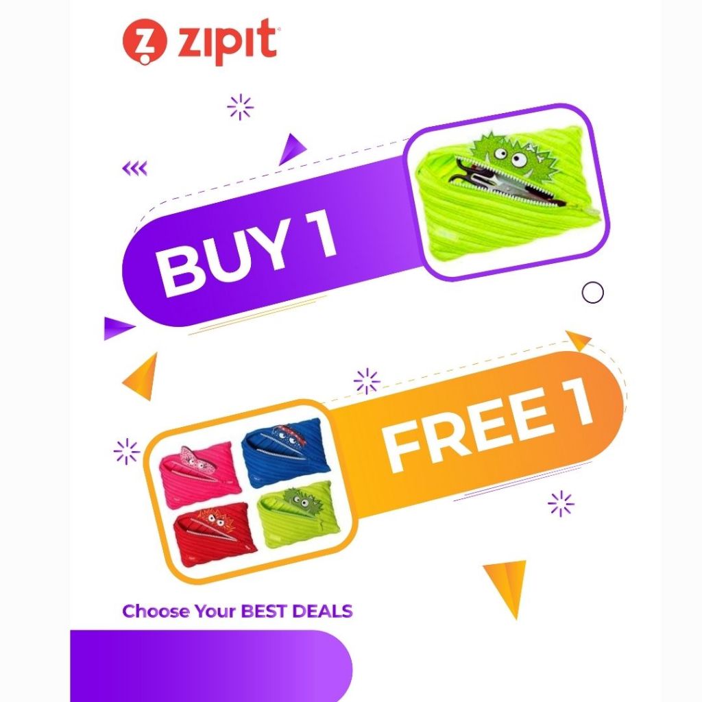 

TWIN PACK (BUY 1 GET 1 FREE) Zipit Talking Monster Jumbo Pouch - Lime