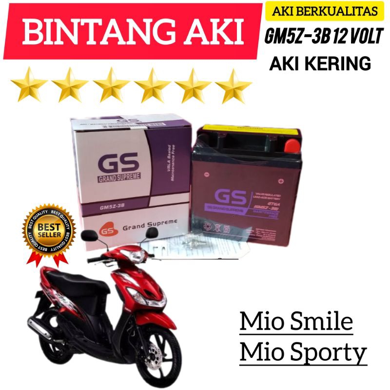 Aki Motor Mio Smile Aki Motor Mio Sporty Aki Motor GM5Z-3B Aki kering Accu kering 12 Volt 5 Ah / 5 A
