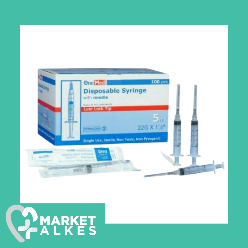 Jarum Suntik ONEMED Alat Suntik Syringe 5ML, Spuit 5CC Satuan Original