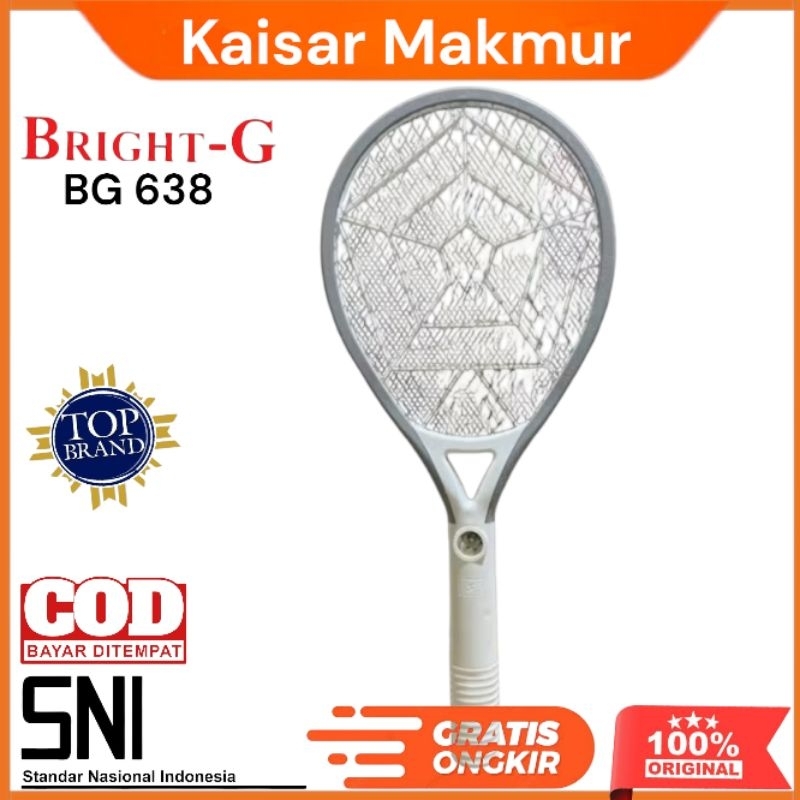 Bright G Raket nyamuk berkualitas BG 638 Raket nyamuk Senter