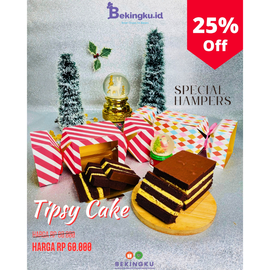 

Tipsy Cake Premium - Special Hampers Natal & Tahun Baru - Kue Cokelat Lapis Krim Lezat - Promo Diskon 25%