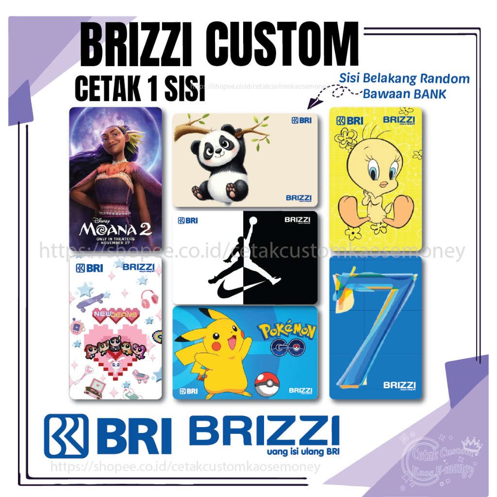 CUSTOM KARTU DESIGN E MONEY E TOLL BRI BRIZZI KARTU E MONEY E TOLL