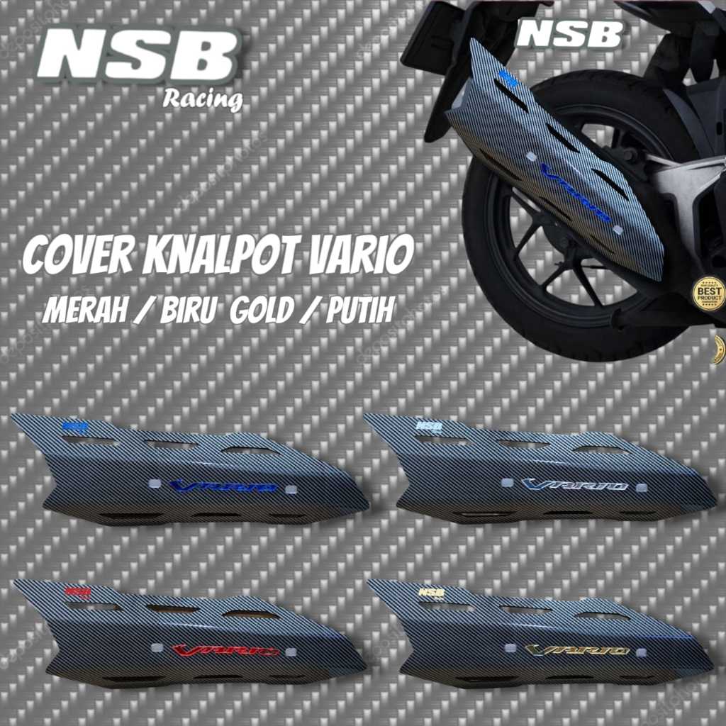 COVER KNALPOT VARIO 125/150 NSB RACING CARBON Tutup Knalpot Vario 125/150 LED 2018 - 2024 AKSESORIS 