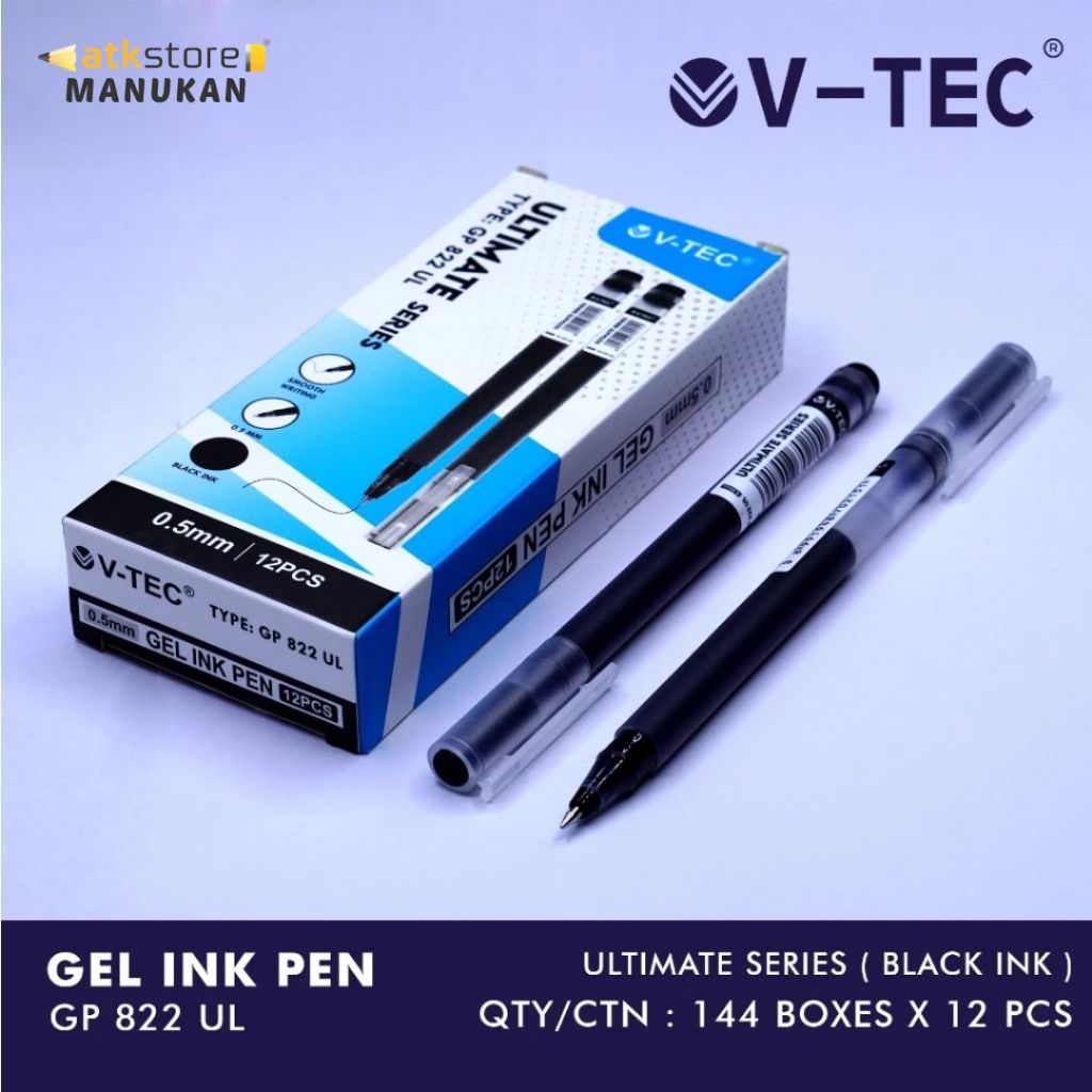 

Pulpen V-TEC Ultimate Series Type GP 822 UL Ink 0.5mm warna hitam