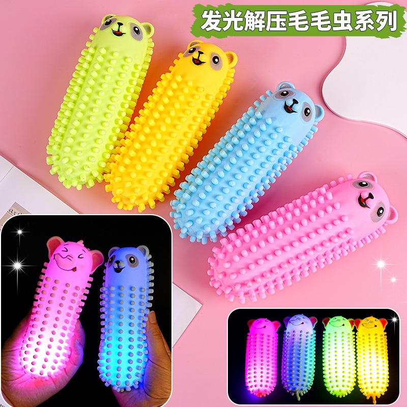 Mainan Puffer Ball Stress Panda Beruang Lampu LED Squishy Remas Banting Penghilang Stress Nyala dala