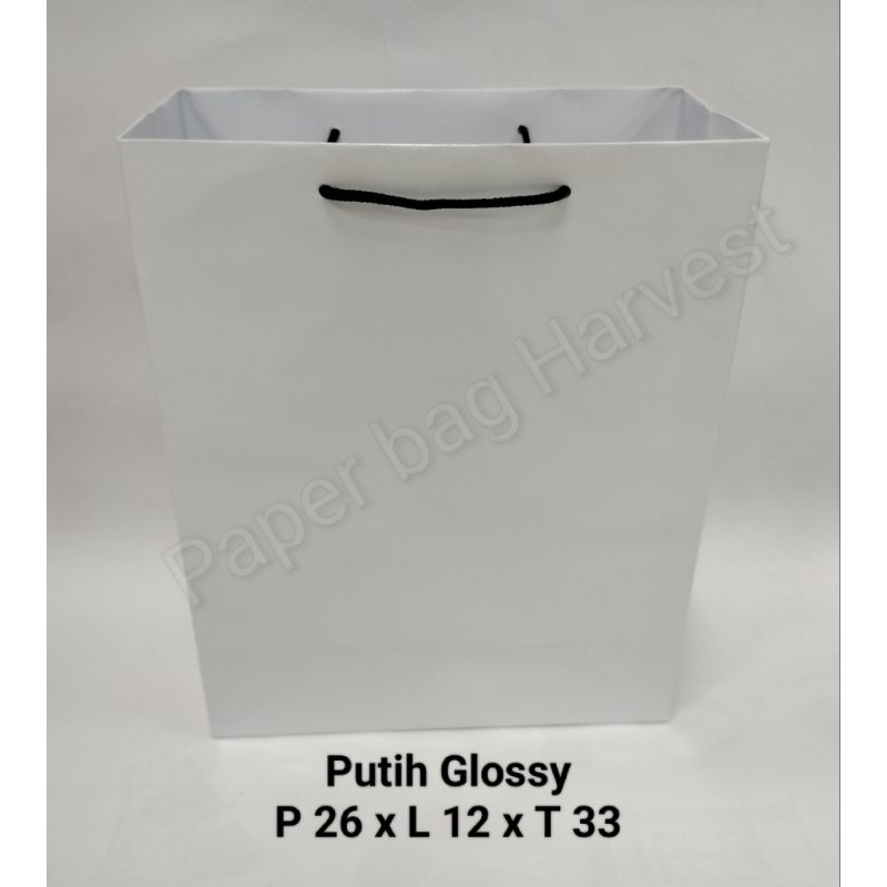 

Paper bag putih glossy 26 x L 12 T 33