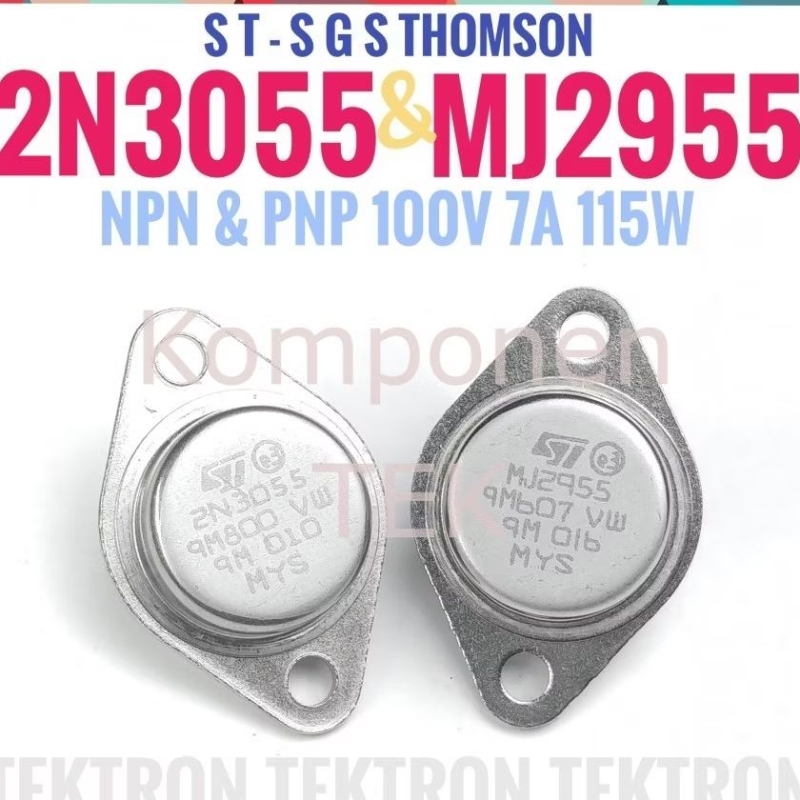 ST Transistor 2N3055 dan MJ2955 NPN PNP Harga Sepasang 2N 3055 MJ 2955