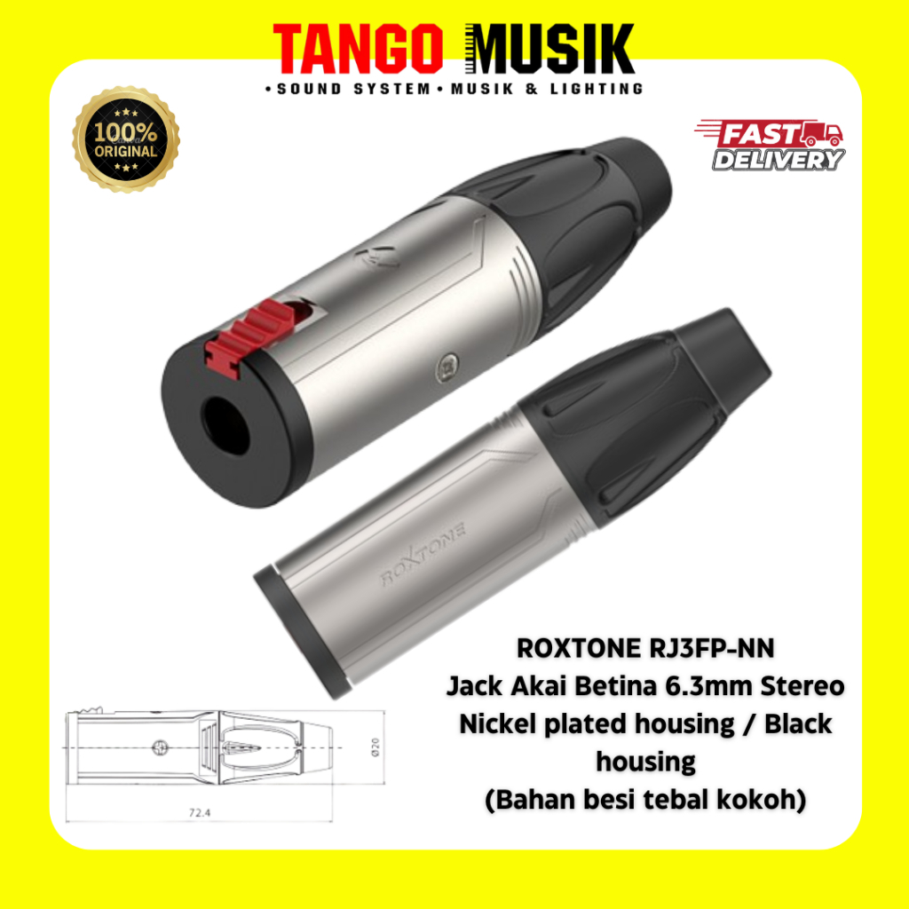 Jack Akai Betina Mono 6.3mm Roxtone RJ3FP-NN Original / Jack Akai Mono Female Roxtone Original / Jac