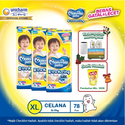 MamyPoko Pants X-tra Kering - XL 26 - 3 packs