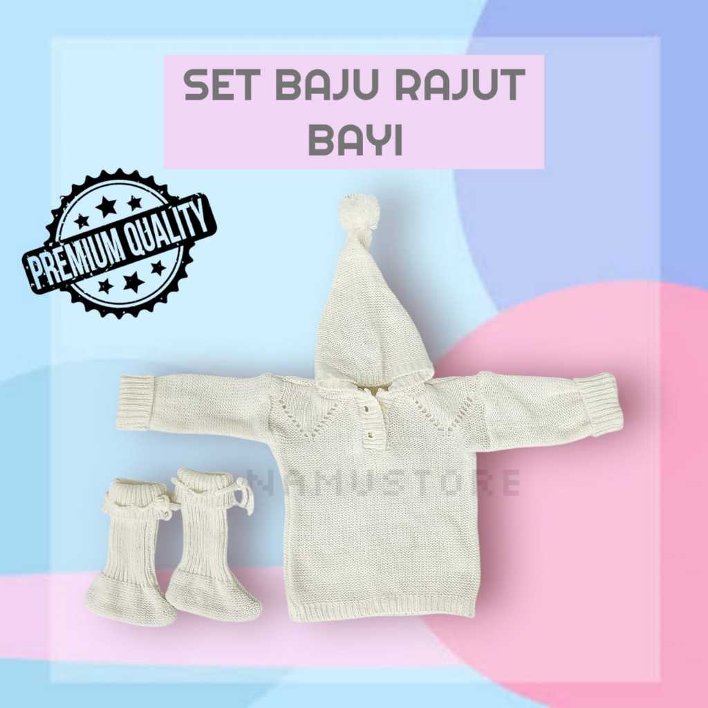 set baju rajut/sweater rajut bayi /0-8 bulan mantel bayi jaket bayi new born sweater bayi baju bayi 