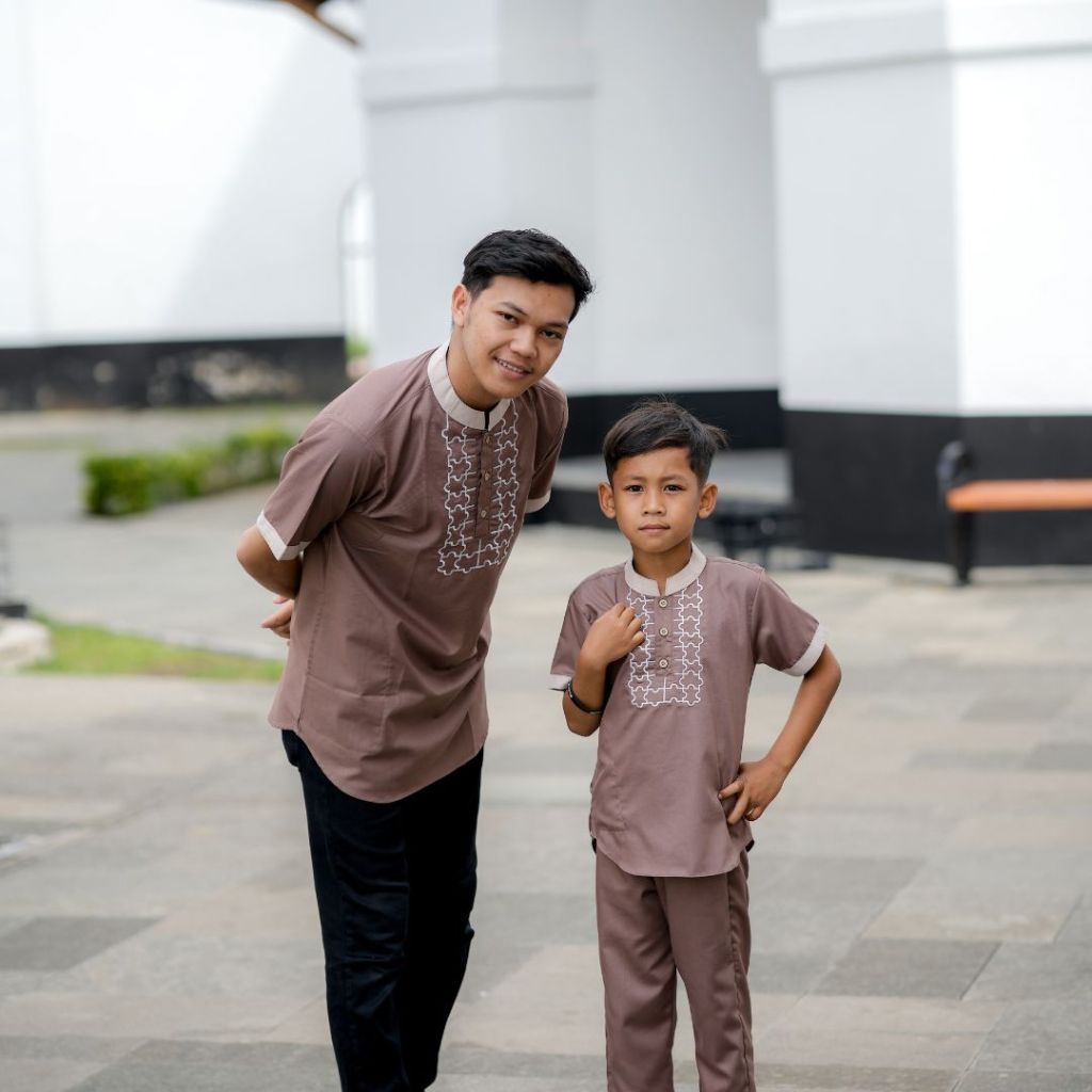 Koko Zulfa Lanang Baju Koko Anak Motif Puzzle Bordir Tengah - KOKO PAZL (Pasukan Zulfa Lanang) Musli