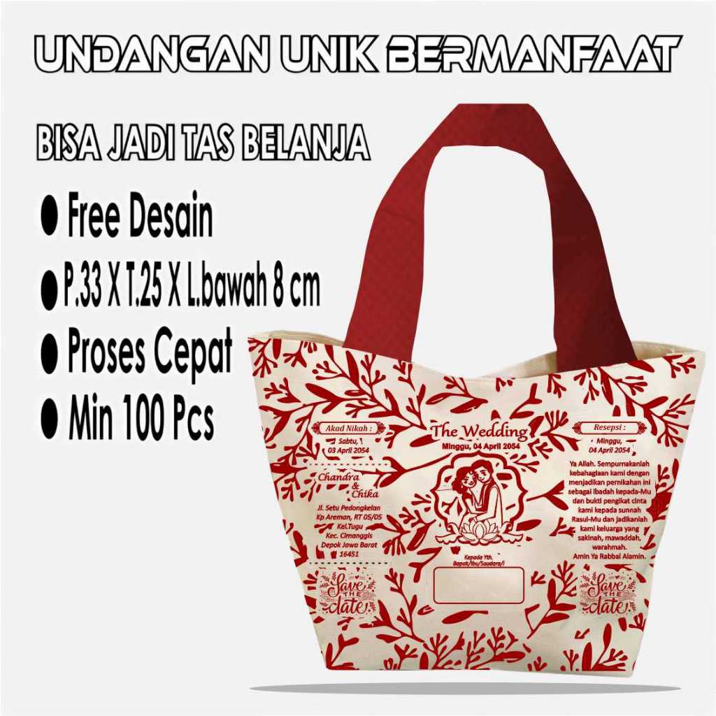 UNDANGAN PERNIKAHAN AESTHETIC ELEGANT - UNDANGAN NIKAH BLANGKO KASIH - UNDANGAN TAS UNIK BERMANFAAT