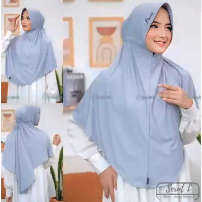 Hijab Serut Amanda Kerudung Jokowi Size L Jilbab Polos Ada Serut