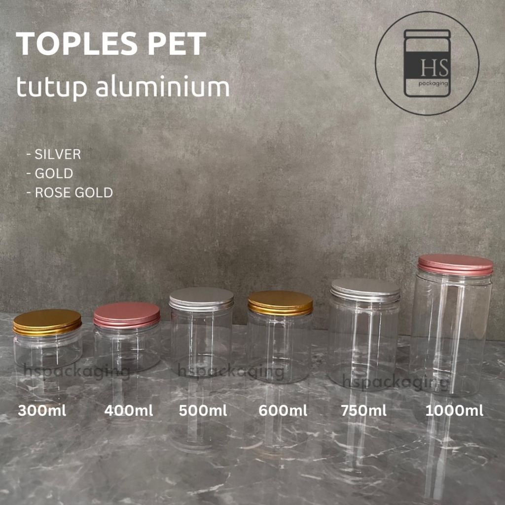 TOPLES PLASTIK TUTUP ALUMINIUM 300ML 400ML 500ML 600ML 750ML 1000ML / TOPLES PET TUTUP ALUMINIUM 300