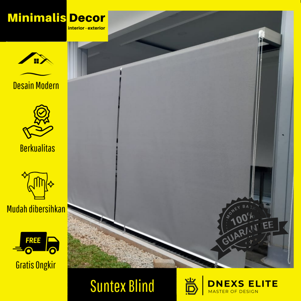 Tirai Outdoor Suntex Blind Custom | Anti Panas, Anti Tampias Hujan, Cocok Teras & Balkon