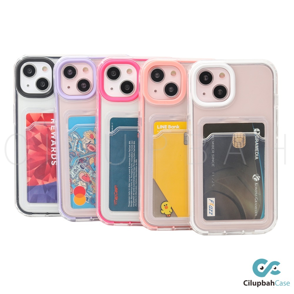 Transparant Card Wallet Bumper Case For iPhone X XR XS 11 12 13 14 Plus Mini Pro Max