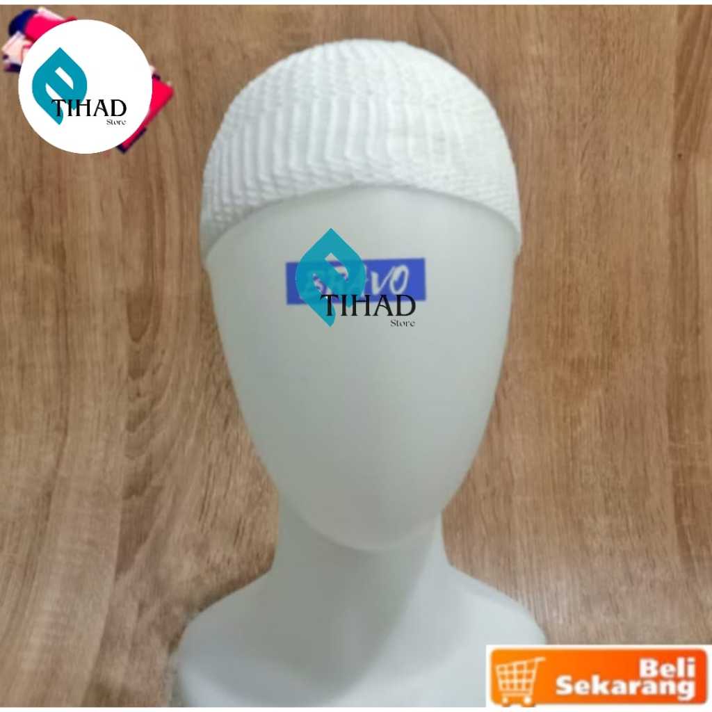 Peci Rajut Polos Peci Rajut Putih Peci Tasik Polos - Peci Putih Dewasa Grosir Ecer Peci Putih Polos