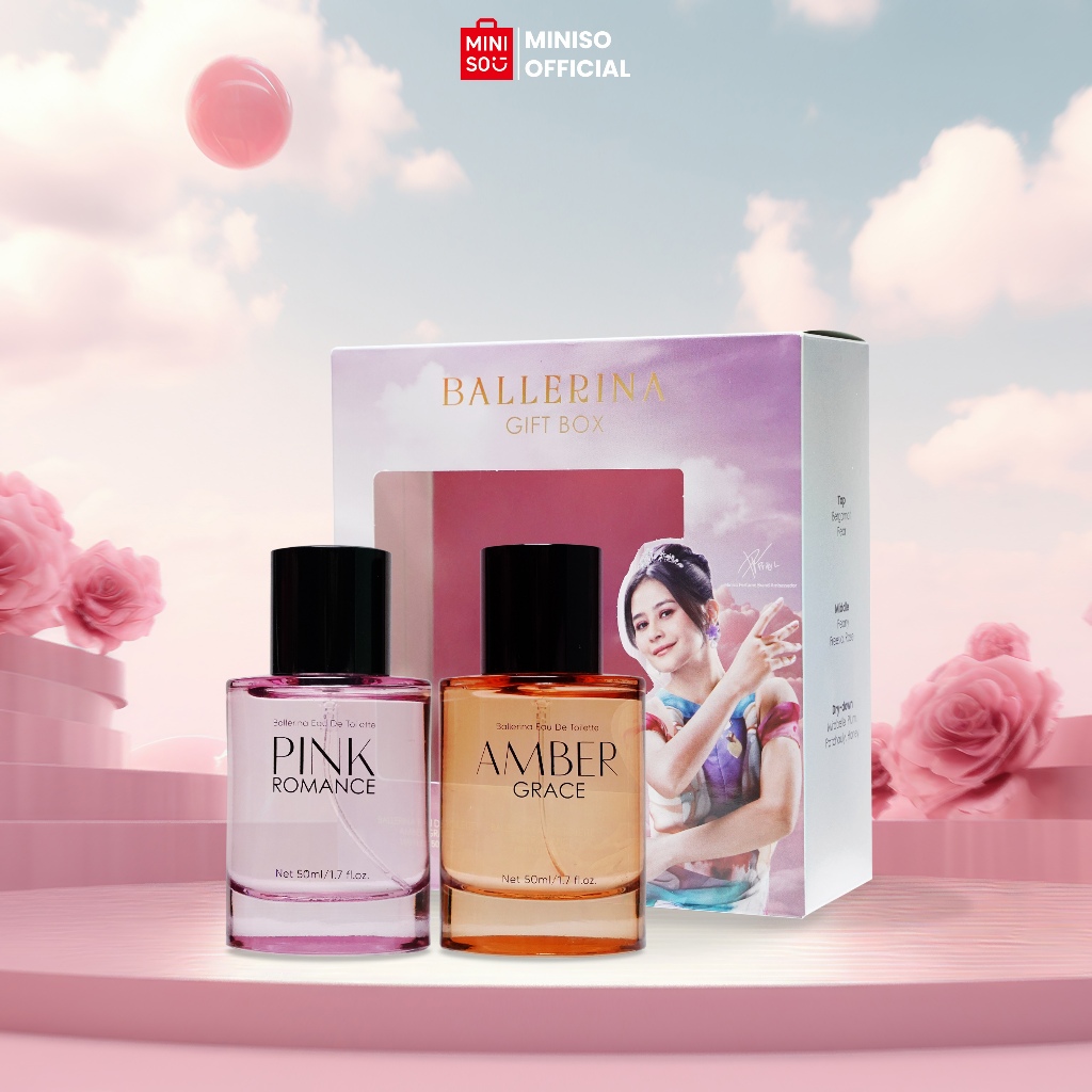 Miniso Parfum Ballerina Eau De Toilette Gift Box Perfume Hadiah Gift Box Dengan Hand Cream / Double 