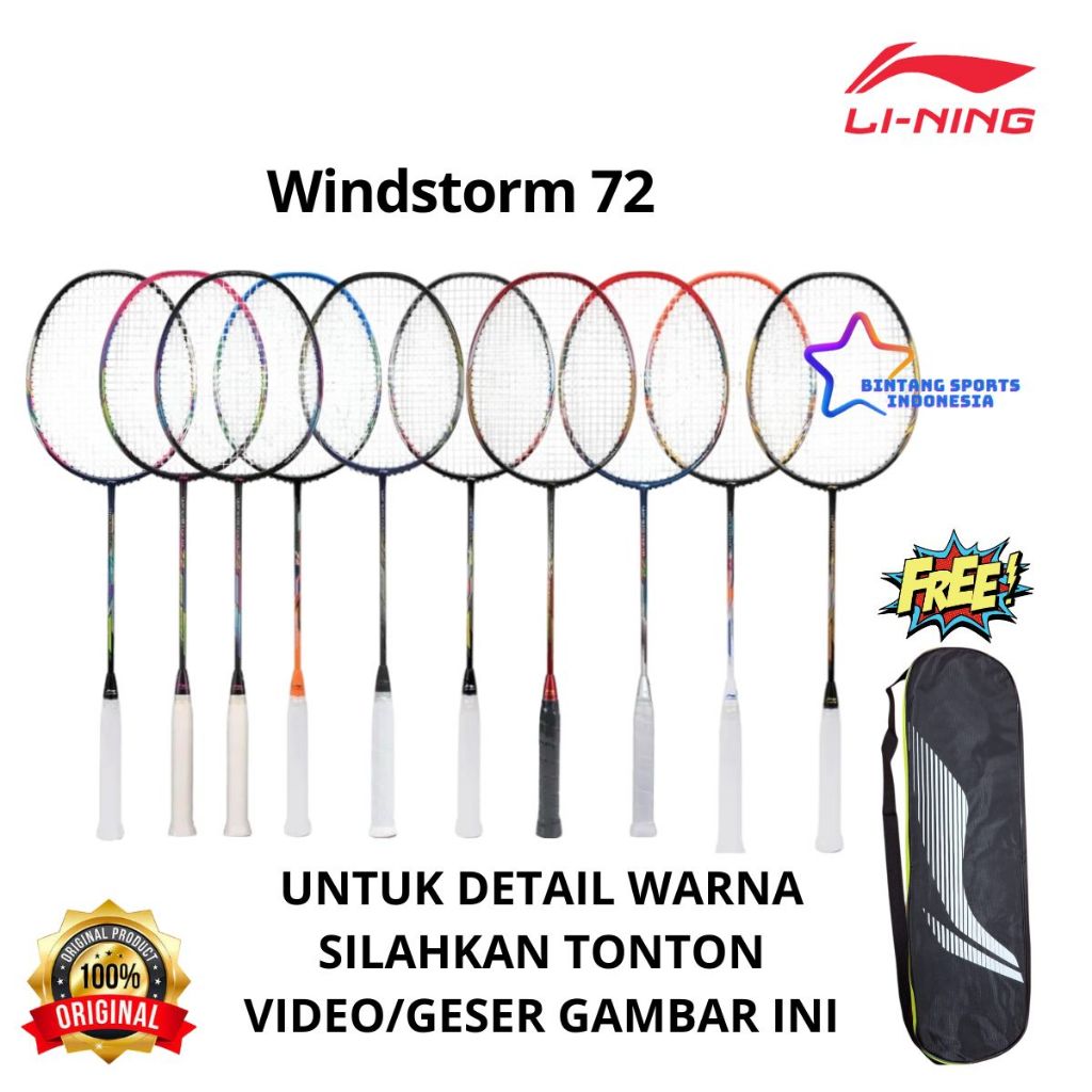 RAKET LINING BADMINTON BULUTANGKIS LINING WINDSTORM 72 ORIGINAL