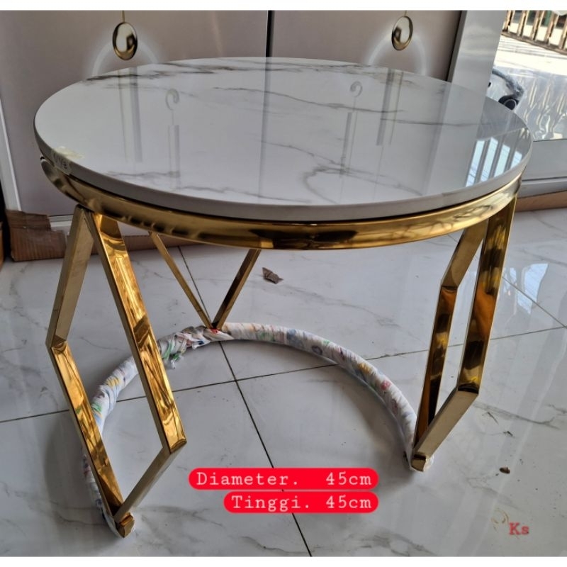 Meja Sudut Granit 45cm Meja Etalase Meja Granit Meja Kopi Coffee table Meja teras meja kecil