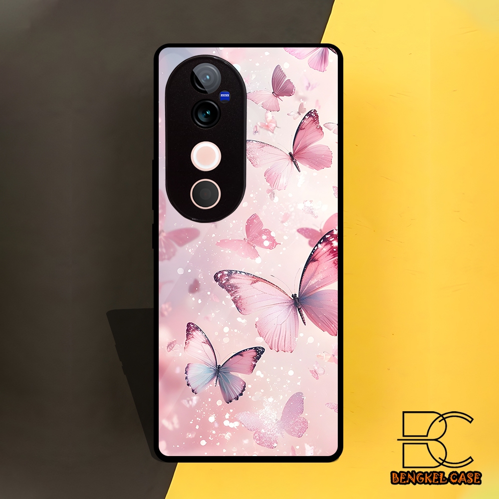 (BS88) Case Kilau Vivo V40 Casing Hp Vivo Pelindung Smartphone Motif KUPU KUPU