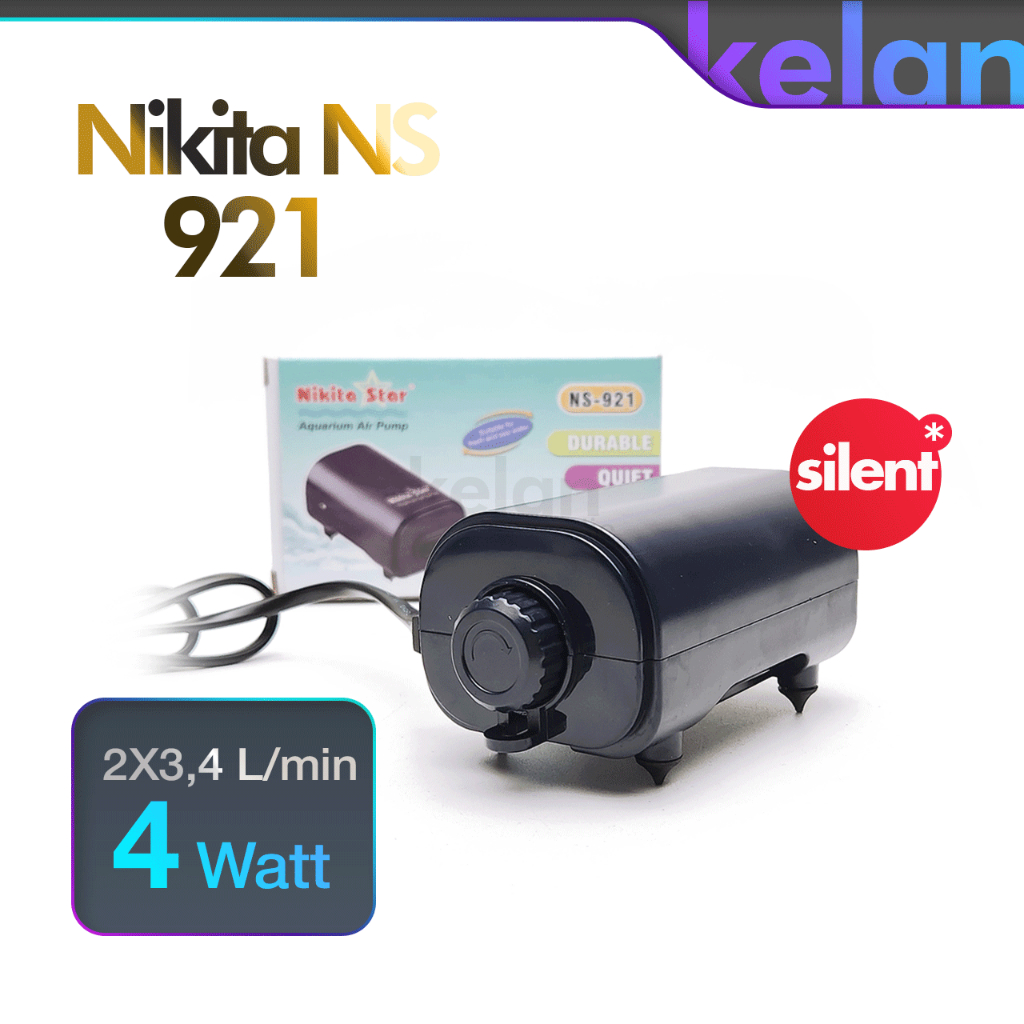 Nikita Star NS 921 Aerator Udara 2 Lubang Aquarium Silent dengan kontol putar