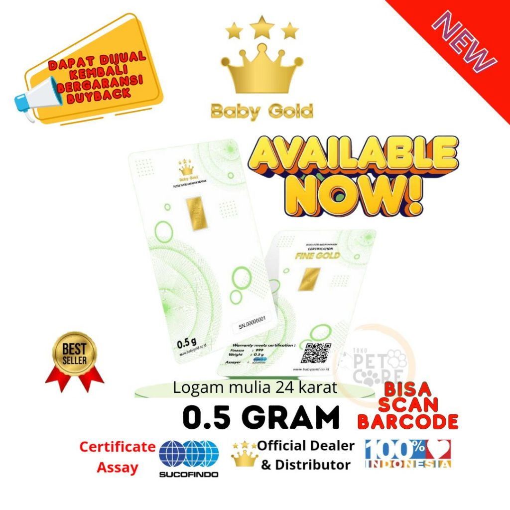 BABY GOLD 0.5 GRAM LOGAM MULIA EMAS MURNI