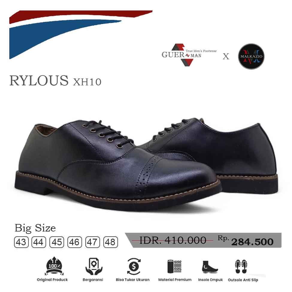 Sepatu Pantofel Pria Rylous XH10 Oxford Black - Big Size 44 45 46 47 48