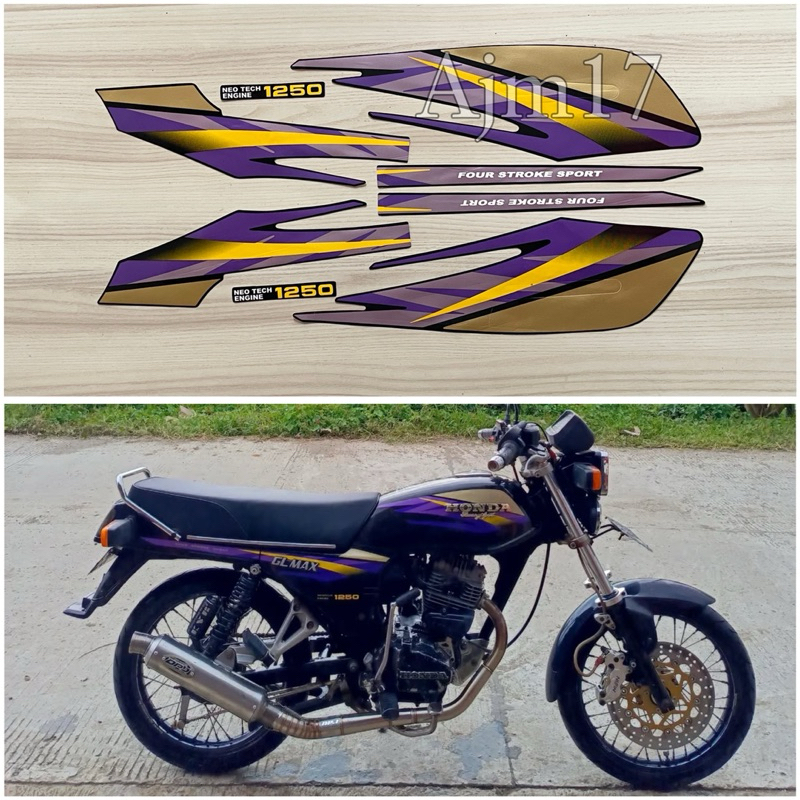 STIKER STRIPING MOTOR GLMAX GL MAX 1997 1998 HITAM UNGU