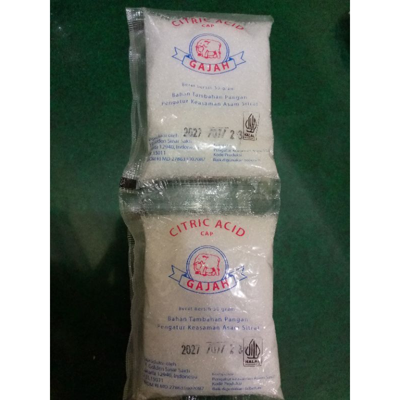 

Citric Acid/Citrun/Sitrun Cap Gajah 50Gr x 200 sachet ( 1 dus )