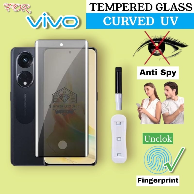 Tempered Glass Curved Uv Anti Spy Vivo X50 Pro X60 Pro X70 Pro Plus X80 Pro Plus Pro Anti Gores Akse