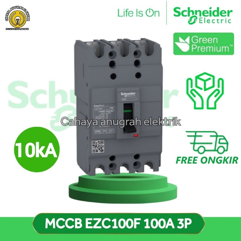 MCCB Schneider EZC100F 100 AMPERE 3 PHASE / MCCB EZC100F 100A 3P Original