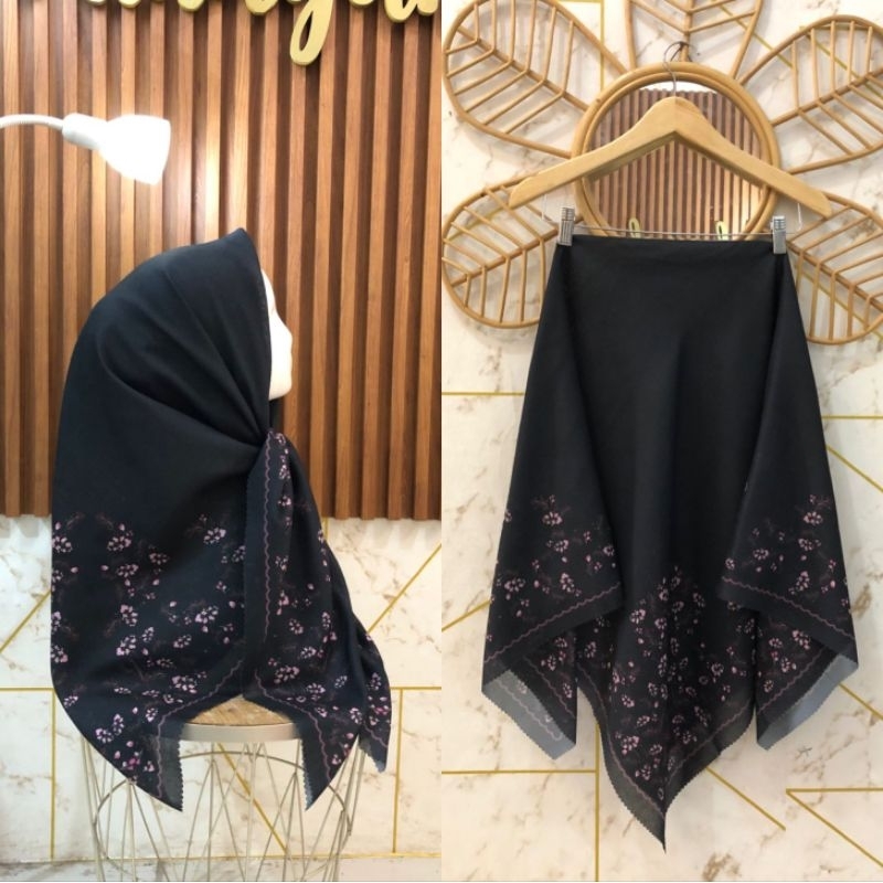 ( READY 3 VARIASI WARNA ) HIJAB SEGI EMPAT VOAL MOTIF PREMIUM R64 | SEGI EMPAT VOAL MOTIF TEPI LASER