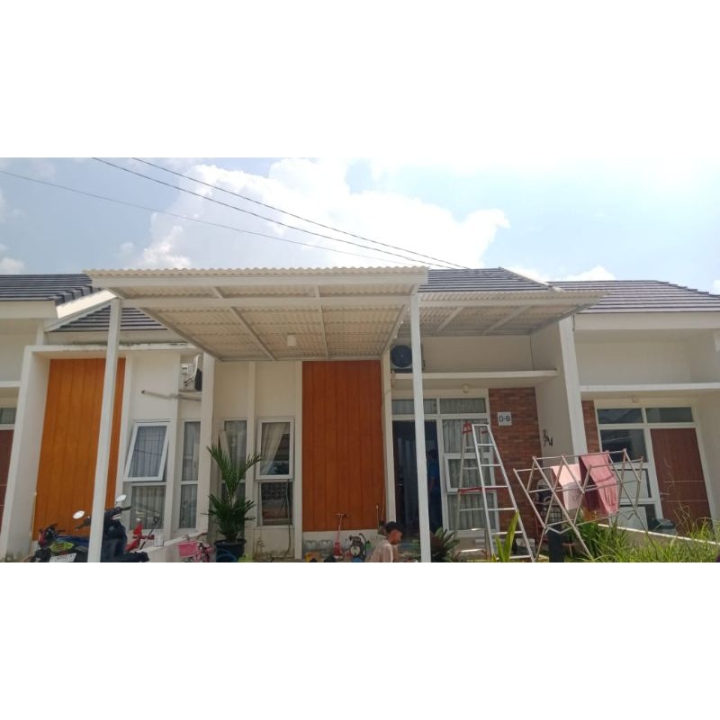 Kanopi bajaringan atap alderon+cet terpasang