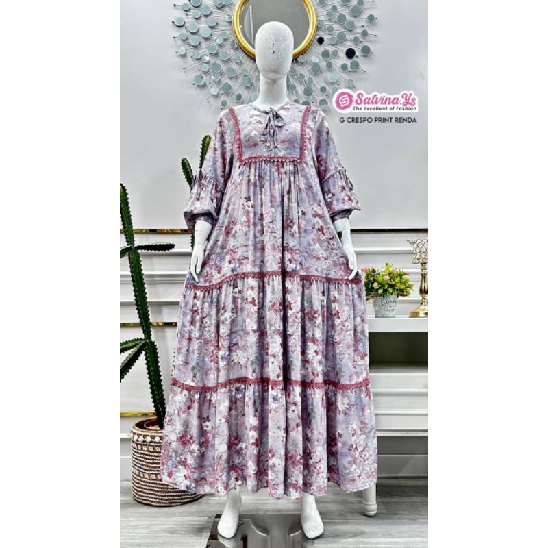 Gamis katun premium salvina ys / gamis farisi renda / gamis savina ys
