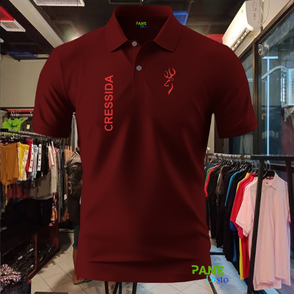 COD T-shrit POLO kerah Cresida Kirk Logo Merah Baju Kaos Kerah Dewasa Shirt / Kaos Wangki Pria Polo 