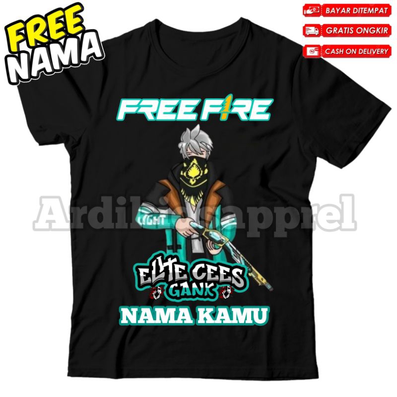 (BISA COD)KAOS BAJU ANAK FF FREE FIRE ELITE CEES GANK VERSI SG RAPPER HIJAU FF T-SHIRT FREE NAMA