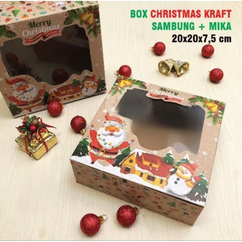 

5pcs KOTAK KRAFT BOX NATAL Coklat 20x20x7.5cm CHRISTMAS