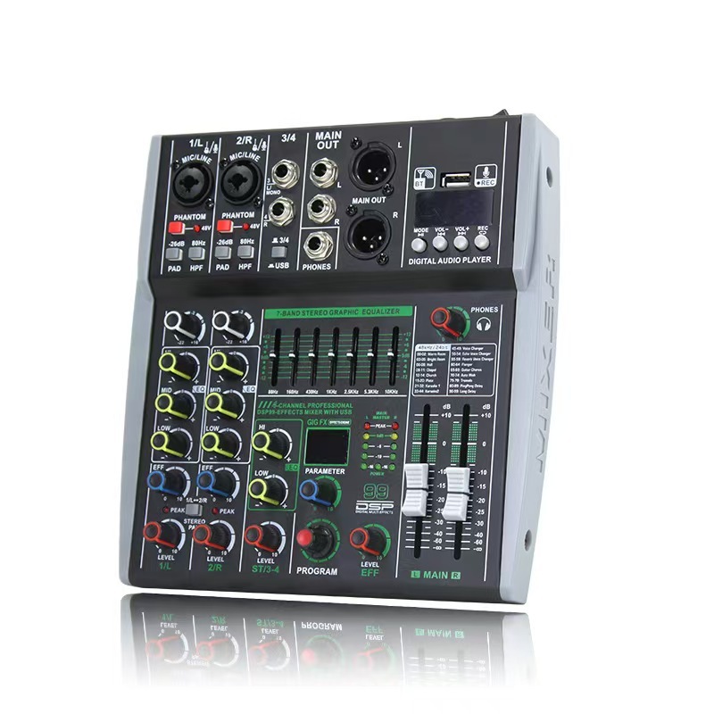 AK4/6/8 Saluran Mixer Audio Profesional Dapat dihubungkan ke catu daya mobil 12v 99 DSP USB Mini Aud