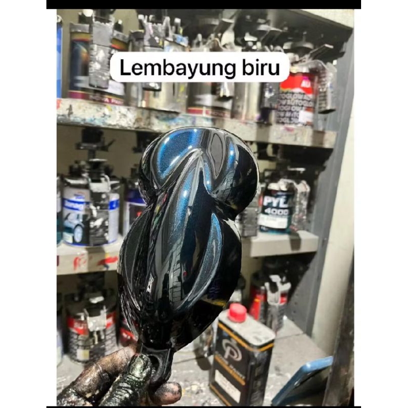 CAT PU BLACK LEMBAYUNG BLUE CAT HITAM METALLIC BIRU  PU