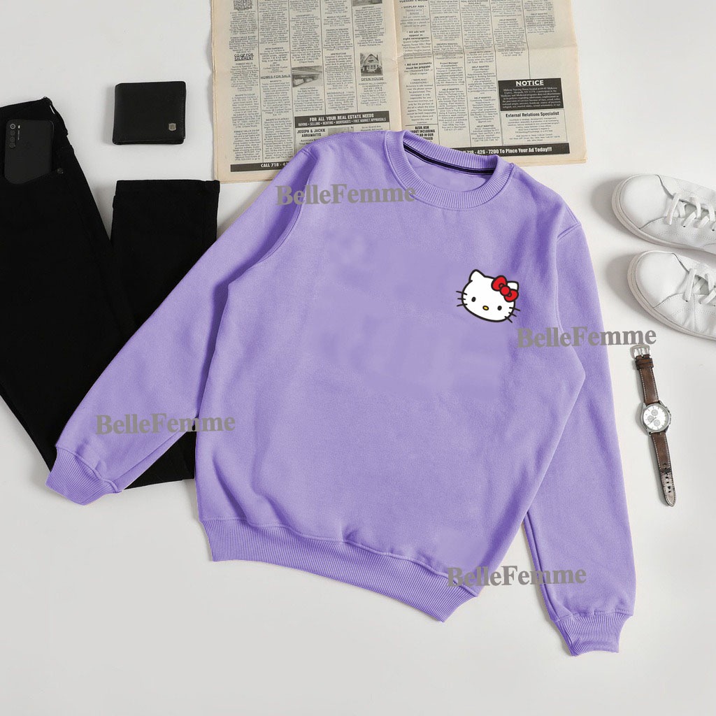 sweater wanita remaja hello kittye kekinian style korean l xl xxl suiter cewek kartun dewasa couple 