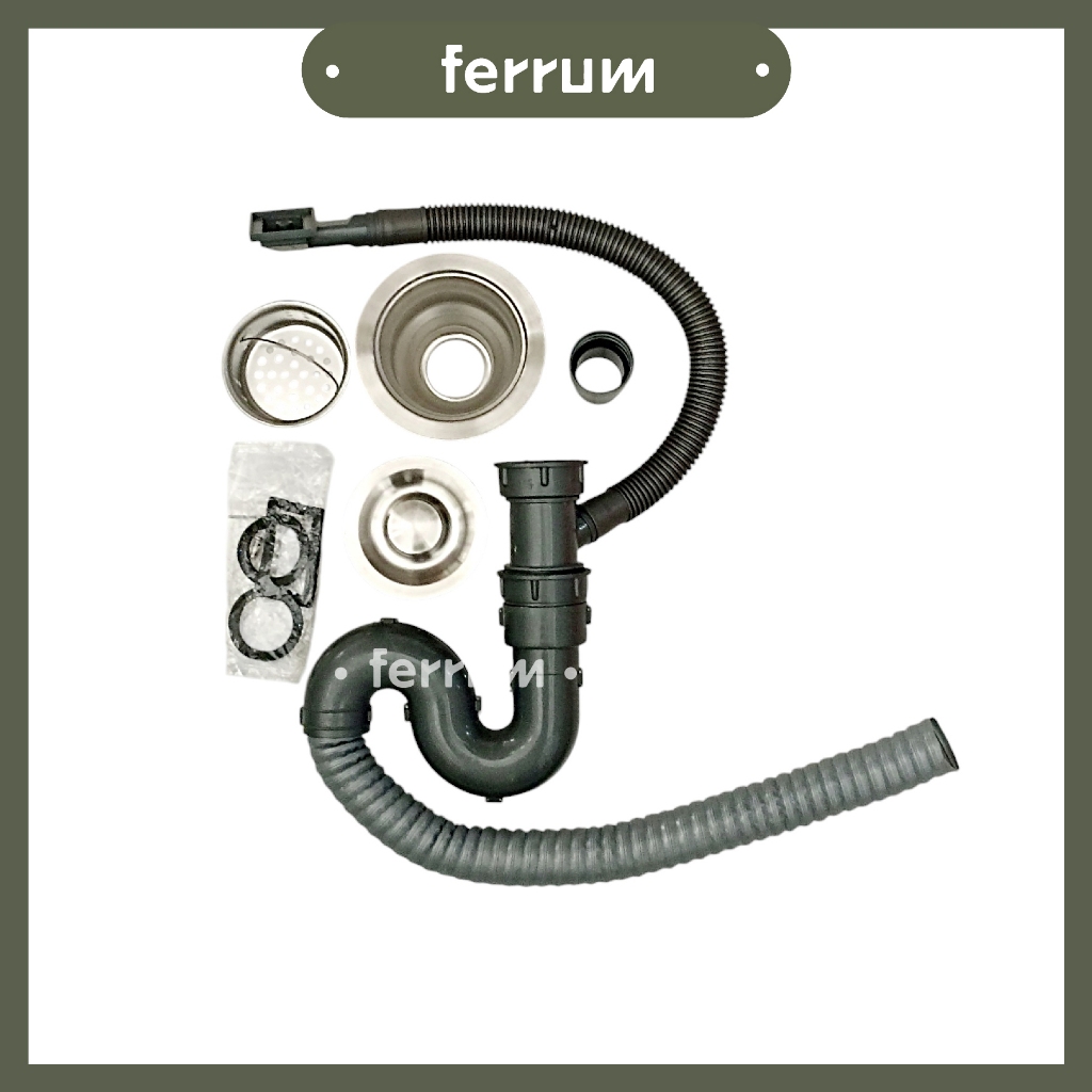 [ FERRUM ] Afur Bak Cuci Piring Stainless + Selang Pembuangan Kitchen Sink 1,5 inch / Selang Bak Cuc