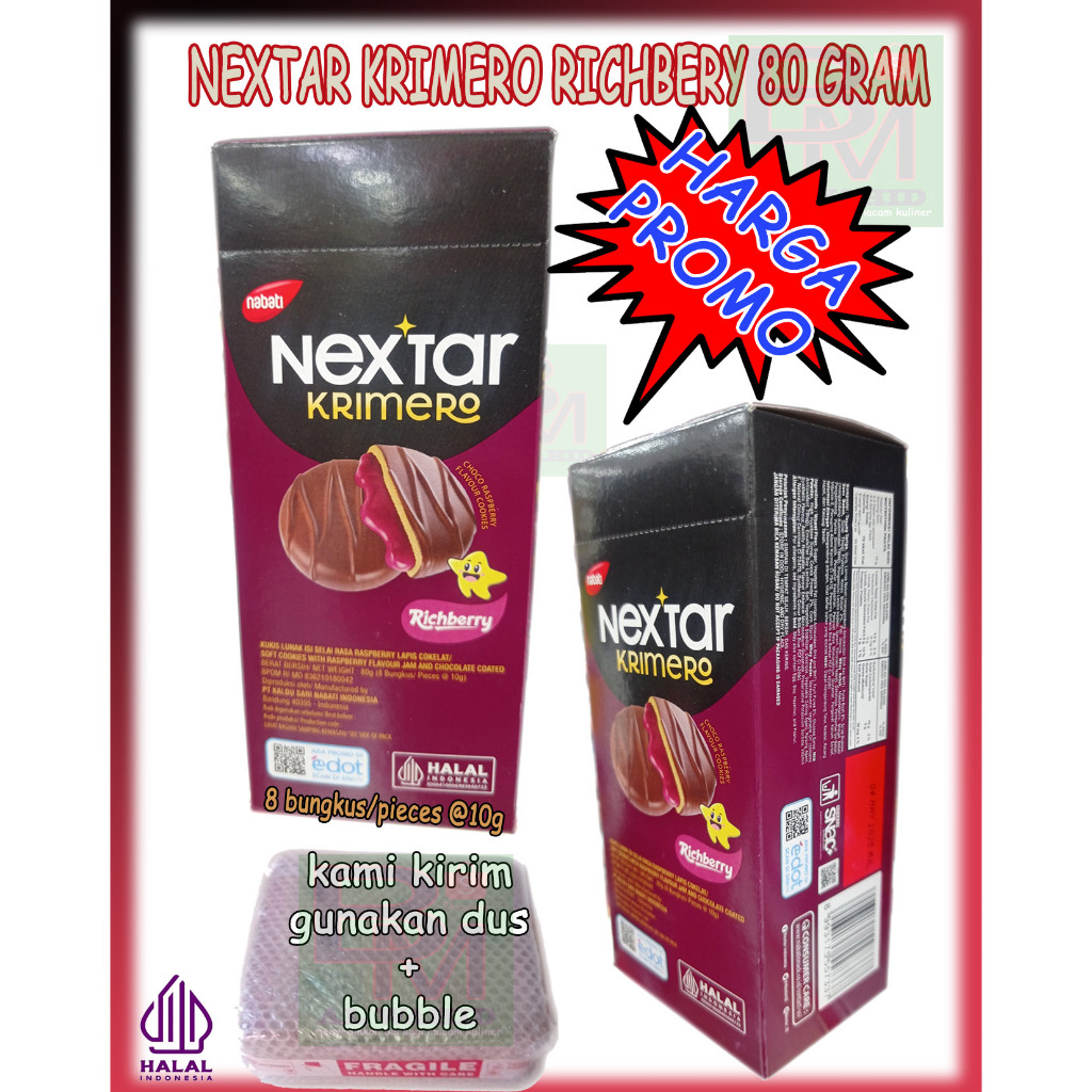 

Biskuit Nabati Nextar Krimero Richberry 1 Box Isi 8 Bungkus Berat 1 box 85 gram