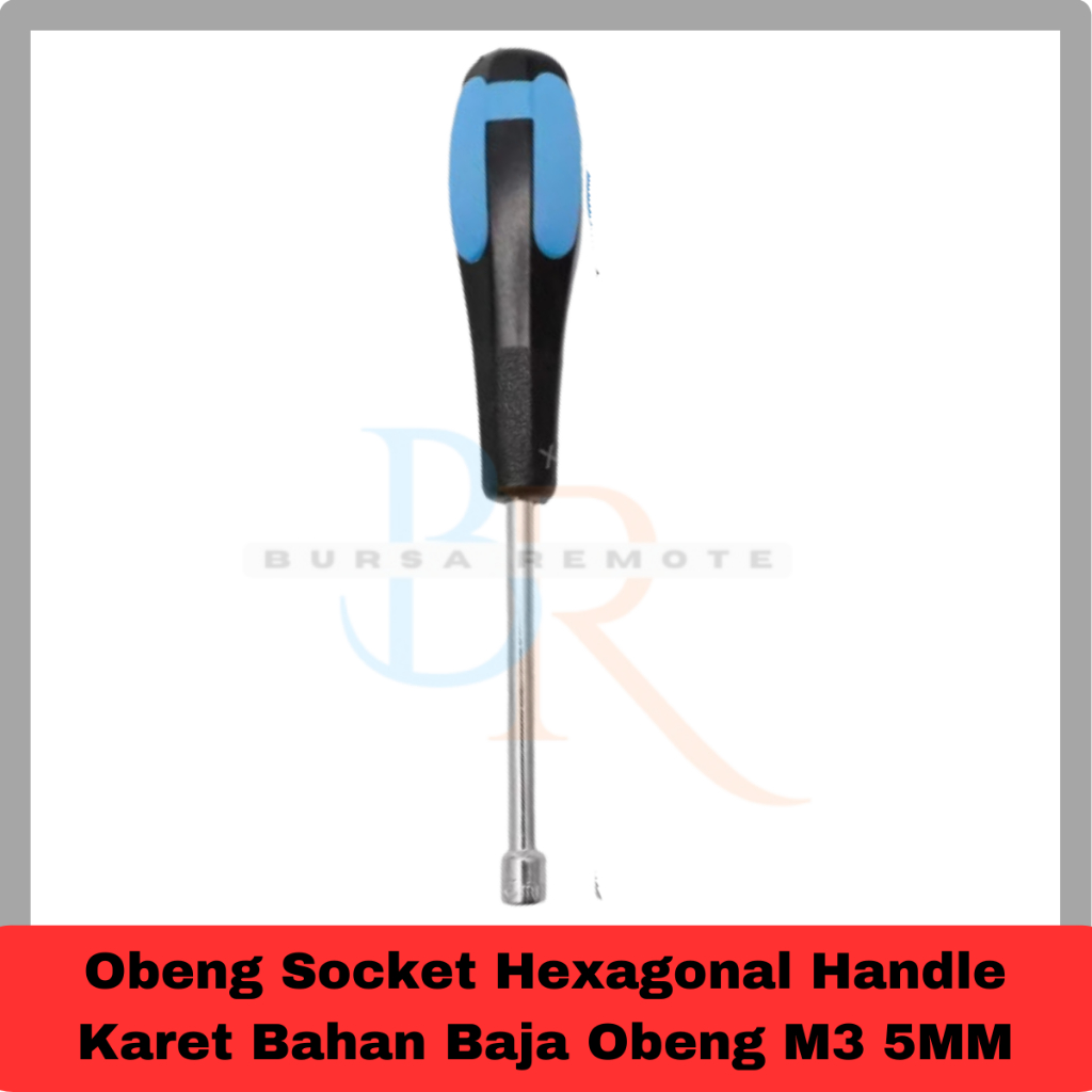 Obeng Socket Hexagonal Handle Karet Bahan Baja Obeng M3 Ukuran 5MM