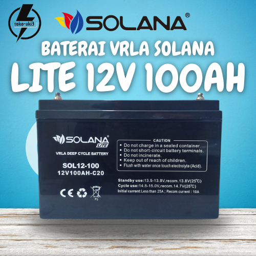 BATERAI SOLANA 12V 100AH AKI UPS SOLANA AKI SOLAR PANEL BATERAI VRLA - SOLANA 12V 100AH LITE