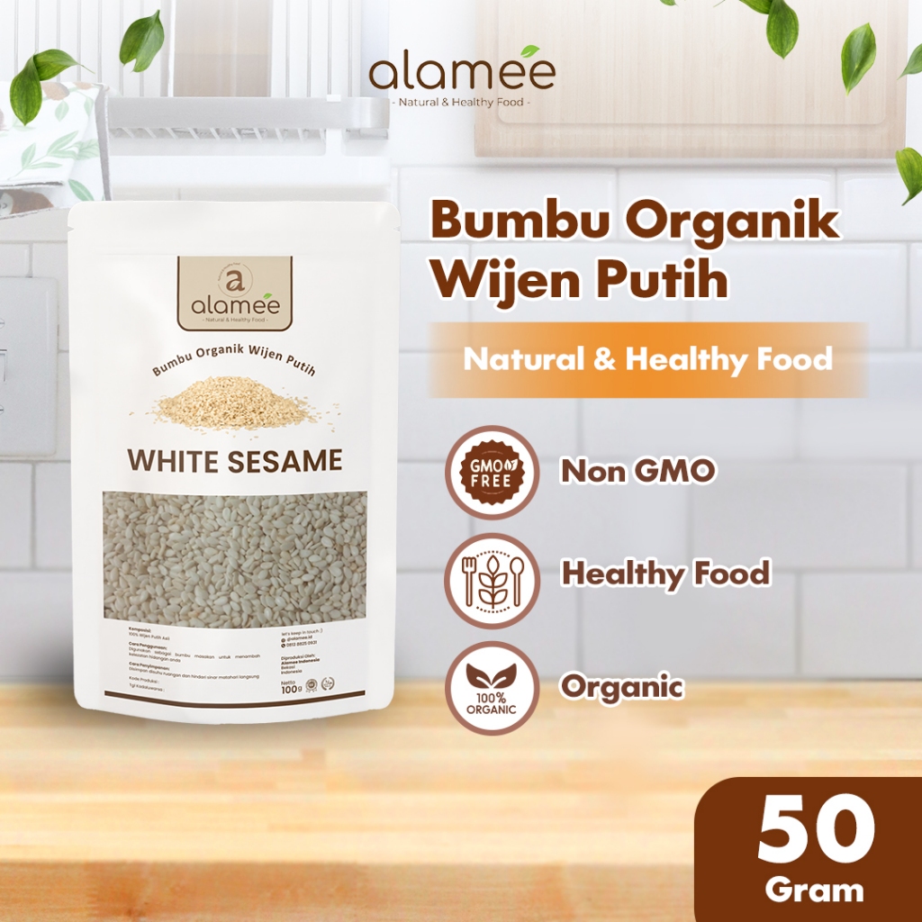 

ALAMEE Wijen Putih Sangrai White Sesame Seed Bumbu Dapur Organik Masak Rempah Tanpa Campuran 50 Gram