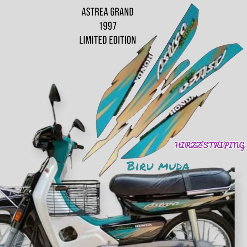 STIKER STRIPING LIS LES POLET PLAT BODY MOTOR HONDA ASTREA GRAND 1997 LIMITED EDITION BIRU MUDA