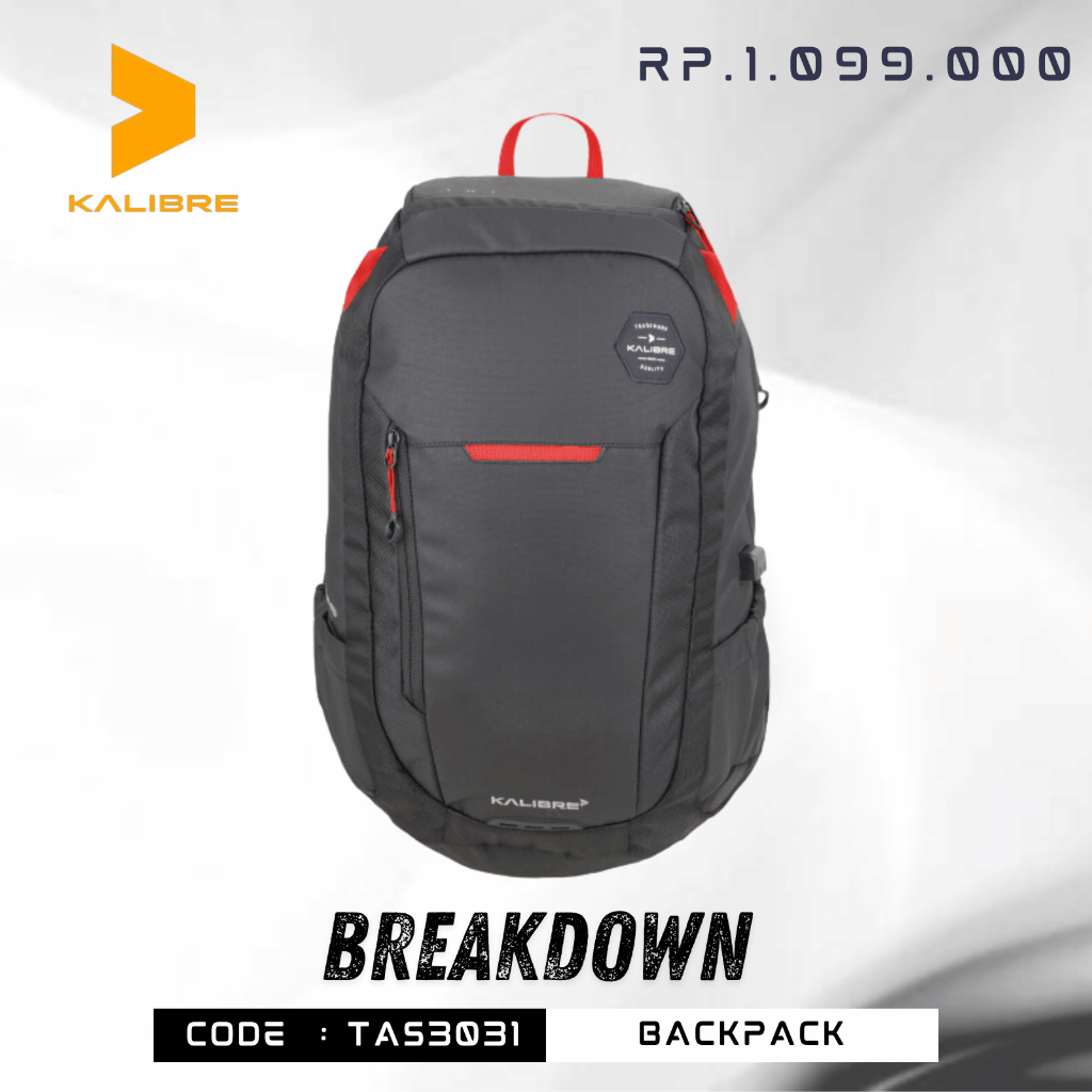 Tas Ransel Pria Backpack Breakdown 01 23 Liter Black-Red 911124019 Kalibre