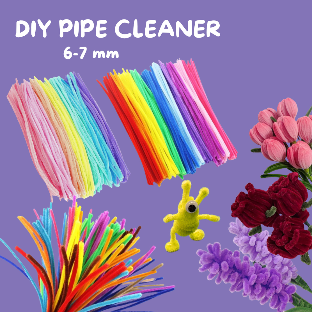 [SALE] 100Pcs Kawat Bulu Mercy Pipe Cleaner Gembul Pastel Rainbow Mix 30Cm Kawat Bulu Mainan Anak Cr
